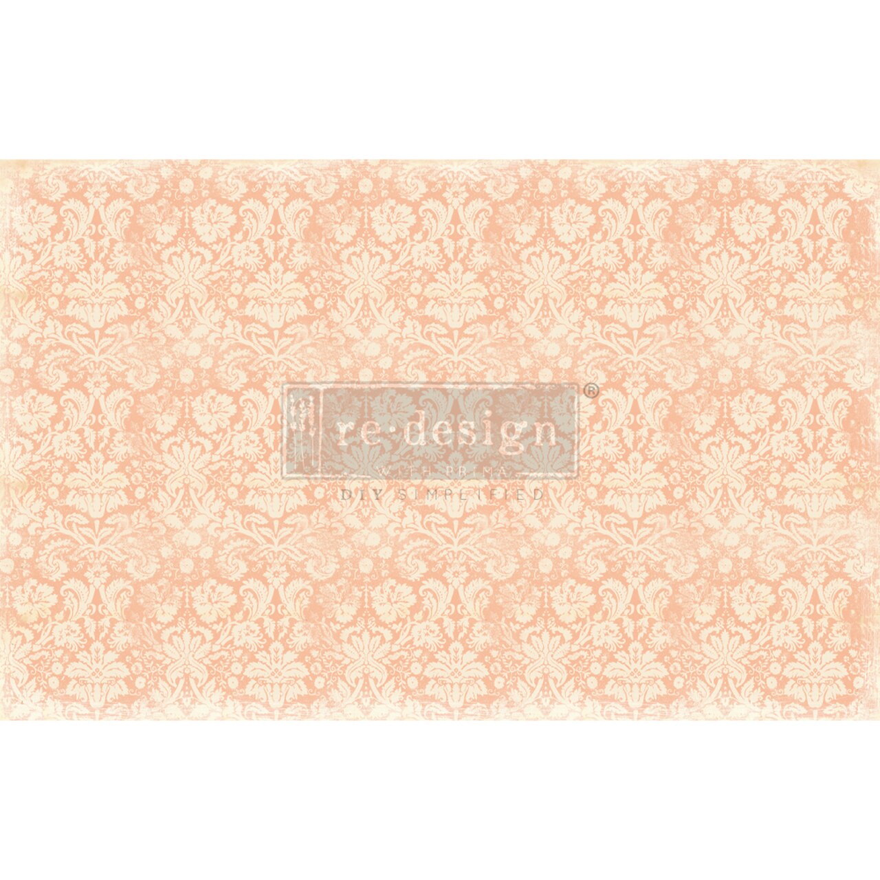 Redesign Decoupage Décor Tissue Paper - Peach Damask - 1 sheet (19" x 30")